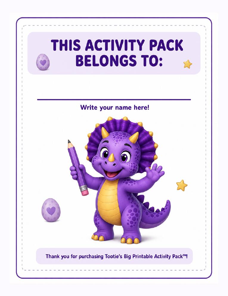 Sample page from Tootie Saurus Rex™ Printable Activity Pack