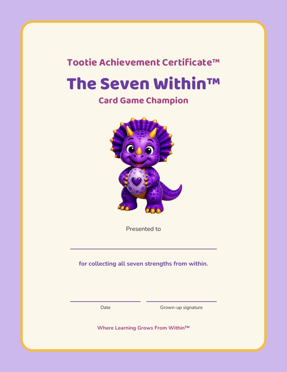 Sample page from Tootie's World: The Seven Within™ Card Game