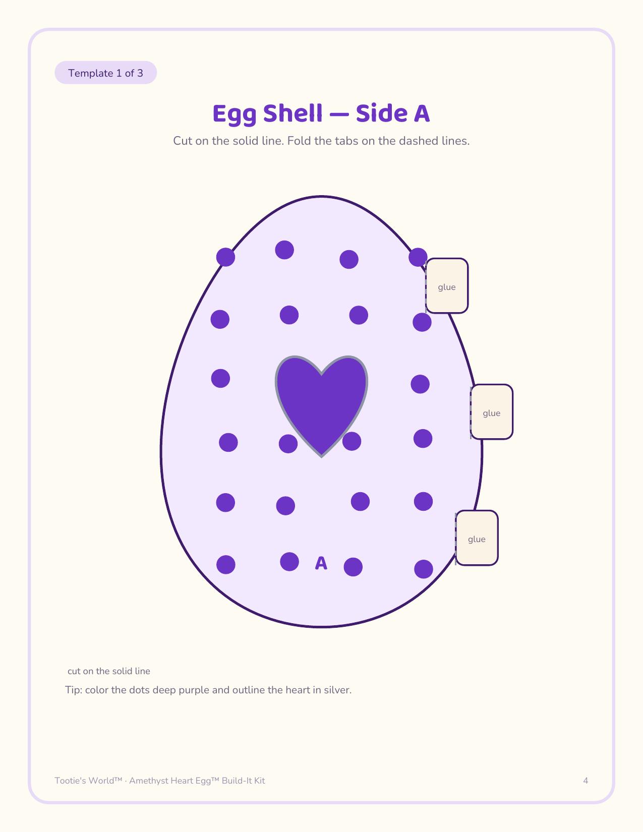 Sample page from Build Your Own Amethyst Heart Egg™ Kit